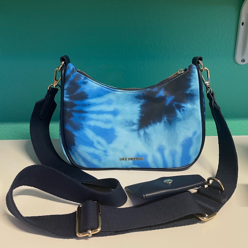 Like Dreams Blue Tie Dye Satchel Purse Shoulder Bag Card Holder